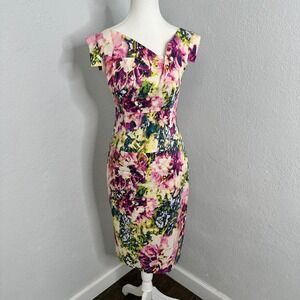 Black Halo Women's Floral Print Sheath Dress  Size